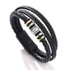 Meerlaagse wikkelarmband Magnetische gesp PU lederen armbanden Bangle Hip Hop-sieraden voor mannen