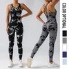 Conjuntos ativos tie-dye yoga macacão tuminel e hip lift calças sem costura respirável leggings esportes fitness wear conjunto feminino