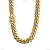 10mm herrar Miami Cuban Link Armband Chain Set 14k Guldpläterad rostfritt stål