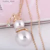 Hänge halsband Micro Inset Crystal Zircon Pearl Snowman Pendant Halsband Autumn Winter Long Sweater Chair Christmas Present for Women Jewelry L240314