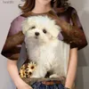 女性のTシャツ犬グラフィック3DプリントTシャツ女性Tシャツ女性ファッションカジュアルストリートウェア特大のトップスTEE