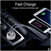 Bilcigarettändare ny diamantkristall Dual USB Car Charger med LED Display Cigarettändare mobiltelefondata för Drop Delivery DHESW