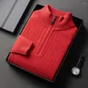 Men's Sweaters Top Grade Sheep Wool Zipper Clothes 2024 Winter Fashion Warm Mock Neck Sweater Soft Pure Cashmere Knit Jumpers Long Sleeve