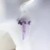 Boucles d’oreilles pendantes Cristal de quartz Aura violet avec améthyste naturelle |Pierre précieuse brute en argent sterling