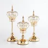 Candle Holders European Crown Crystal Candlestick Wedding Props Household Metal Ornaments Candelabra Holder Home Decor299i