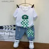 T-shirts Neue Verkauf Sommer Baby Jungen Kleidung Sets Tops bär T-shirt + Kurze Hosen 2 Stück Set Kinder Jungen alter 4 5 6 7 8 9 10 12 Jahre L240311