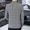 Мужские костюмы 2024, весенний клетчатый пиджак, корейский модный пиджак, мужская одежда, облегающий повседневный деловой костюм, пальто, уличная одежда