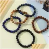 Beaded 8Mm Natural Stone Handmade Strands Charm Bracelets 5Pcs Set Party Club Yoga Sports Jewelry For Men Women Drop Delivery Dhwl6