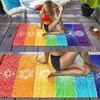 1st Tassels Single Rainbow Chakra Tapestry Handduk Mandala Boho Stripes Travel Yoga Mat Tapestry290h