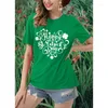 T-shirts pour femmes Happy St Day Chemise en coton pour femmes Trèfle imprimé graphique été athlétique à manches courtes col rond t-shirt décontracté hauts