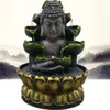 Kreatywne dekoracje domowe żywica przepływająca wodospad Wodospad LED Fontanna Buddha Statua Lucky Feng Shui Ozdoby krajobrazowe T20033061