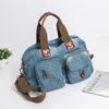 School Bags Annmouler 2024 Designer Casual Tote Bag Light Blue Denim Handbags Female Jeans Quality Shoulder With Long Straps