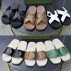 2024 designer sandals Slippers Men's Luxury Designer Leather slides Summer Flats Fashion Beach Man Interlocking Hollow Out G Cut mules straw espadrilles 39-44 size