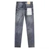 Jeans di marca viola da uomo in difficoltà nuovi pantaloni da uomo alla moda personalizzati leggings elasticizzati slim fit