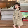 Jackets Spring Kids Khaki Turn Down Collar For Girls Cute Button Dress Coat Toddler Baby Outwear Trench Infant Windbreaker