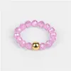 Bandringe 4mm natürlicher Kristallstein vergoldete Perlen für Frauen Mädchen Party Club Dekor handgemachte Modeschmuck Drop Lieferung Ring Dhxmc