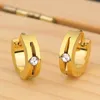 Hoop Earrings Ear Hoops Titanium Steel Cartilage Piercing Korean Fashion Zircon Simple Gold Plated Retro Buckle For Women KBE140