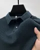 Sommer Herren Lop-up Hohl Kurzarm Polo Shirt Eis Seide Atmungsaktive Business-Mode T-Shirt Männliche Marke Kleidung 240301