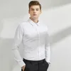 Chemise élastique à manches longues pour hommes, tenue d'affaires sans repassage, tenue de travail professionnelle, chemise à col montant, 240307