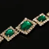 Charm Bracelets Bangle Fashion Wedding s Jewelry Luxury Womens Green Crystal Stone For Ladies Link Chain Bangles Q240321