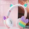 漫画バブルレインボー減圧ワイヤレスBluetooth Cat Ear RGBヘッドセット付き子供向けヘッドフォンサポートTFカード