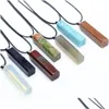 Pendant Necklaces Natural Crystal Stone Sier Plated Pendant Necklaces With Rope Chain For Women Men Party Club Decor Jewelry Drop Deli Dhwri