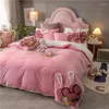 Bedding Sets Bed Linen Luxury Winter Coral Fleece Set Of Four Plus Sheet And Duvet Cover With Double Skirt Fashion