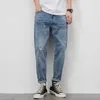 Men's Jeans Y2k Hole Straight Style Baggy Casual Wide Leg Harlan Cargo Pants Youth Streetwear Denim Trousers