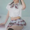 Werk Jurken Meisje Student JK Uniform Vrouwen Sexy Lingerie Japanse Zoete Plaid Cosplay Kostuums Mini Rok Blouse Set Babydoll Jurk Sex