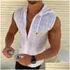 Débardeurs pour hommes Sweat à capuche à la mode Gilet 3D Coupe Top Dstring Évacuation de l'humidité Sport d'été Sweat à capuche sans manches Livraison directe Appa Otaj4