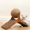 Cat Grabbing Board Wooden Cat Climbing Frame Vertical Scratch Resistant Cat Toy Rotating Sisal Rope Cat Grabbing Ball Cat Tower 240227