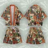 Roupas étnicas Mulheres Harajuku Homens Kimono Dois Conjuntos de Peças Japonês Haori Verão 2024 Cosplay Yukata Ilustração Gênero Camisas Robe Manto