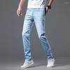 Jeans pour hommes printemps été bureau affaires hommes classique bleu clair coton stretch jambe droite denim pantalon mâle marque pantalon
