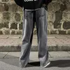 Mens Jeans Korean Version Student Casual Pants High Street Straight Loose Wide Leg Black Grey Blue Baggy Trousers 240305