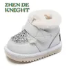 Winter Girls Cotton Shoes 1-2 Year Old Baby Snow Boots Mens Plush Thickened Walking Shoes Non Slip Soft Sole Boots 240229