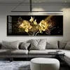 Noir doré Rose fleur papillon abstrait mur Art toile peinture affiche impression Horizonta photo pour salon chambre Decor199C