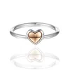 Pierścienie klastra Pierścień Złotego Serca Autentyczna 925 Srebrna biżuteria na kobiety