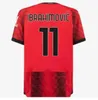 23/24 Acmilan 축구 유니폼 축구 셔츠 2023 2024 Maglia Milano Kids Kit Home Maglie da Calcio Training Away 3 번째 팬 플레이어 버전 Ibrahimovic Giroud Brahim