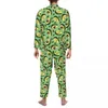 Herren-Nachtwäsche, vegetarisch, Herbst, trendige grüne Avocado, lockere, übergroße Pyjama-Sets, männlich, langärmelig, Kawaii-Nacht-Design, Heimanzug