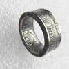 Anel de moeda artesanal anéis vintage feito à mão de Kennedy meio dólar banhado a prata tamanho americano 8-16 # 279O