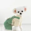 犬のアパレルかわいい服を着るのが簡単なペットのアクセサリー小さな猫レースポケット全体的なジャケットジャンプスーツドレスアップ