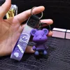 New resin transparent music bear keychains creative car bag lovers key chain small pendant wholesale 2024