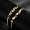 Link Armbanden VAGZEB Luxe Goudkleurige Ketting Kleurrijke Zirconia Hart Armband Voor Vrouwen Verjaardagscadeau Sieraden