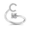 New Creative 26 Letter Ring Adjustable Micro Diamond English A-z Ring Jewelry