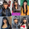 Straight Human Hair Wig with Bangs 3x1 Middle Part Lace Wig Glueless Wig Human Hair Ready To Wear Brazilian Human Hair Wigs 100%