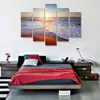 5 Piece Canvas Art Paint Sunset Seascape Beach Dekorativ duk Väggmålning Modulära bilder Oljemålningar Nej Frame277o