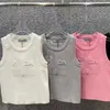 Kadın Tankları Camis Designer Yaz Tankları Top Kadın Tasarımcı Moda Örme Kolsuz Yelek İşlemli Dokuma Bando Tey5