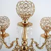 5 Arms Candelabra Home Holiday Decorative Centerpiece Gold Crystal Candle Holders For Dinner Party Candlestick 201202298o