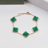 Green Shell Top Qualité Femmes Designer Bracelets En Acier Inoxydable Classique Cinq Fleurs À Quatre Feuilles Bracelet De Luxe Couple Bracelets Lady Party Cadeaux