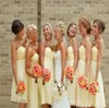 2015 robes de demoiselle d'honneur jaune clair pas cher longueur au genou robe de soirée de mariage courte sous 100 5348608